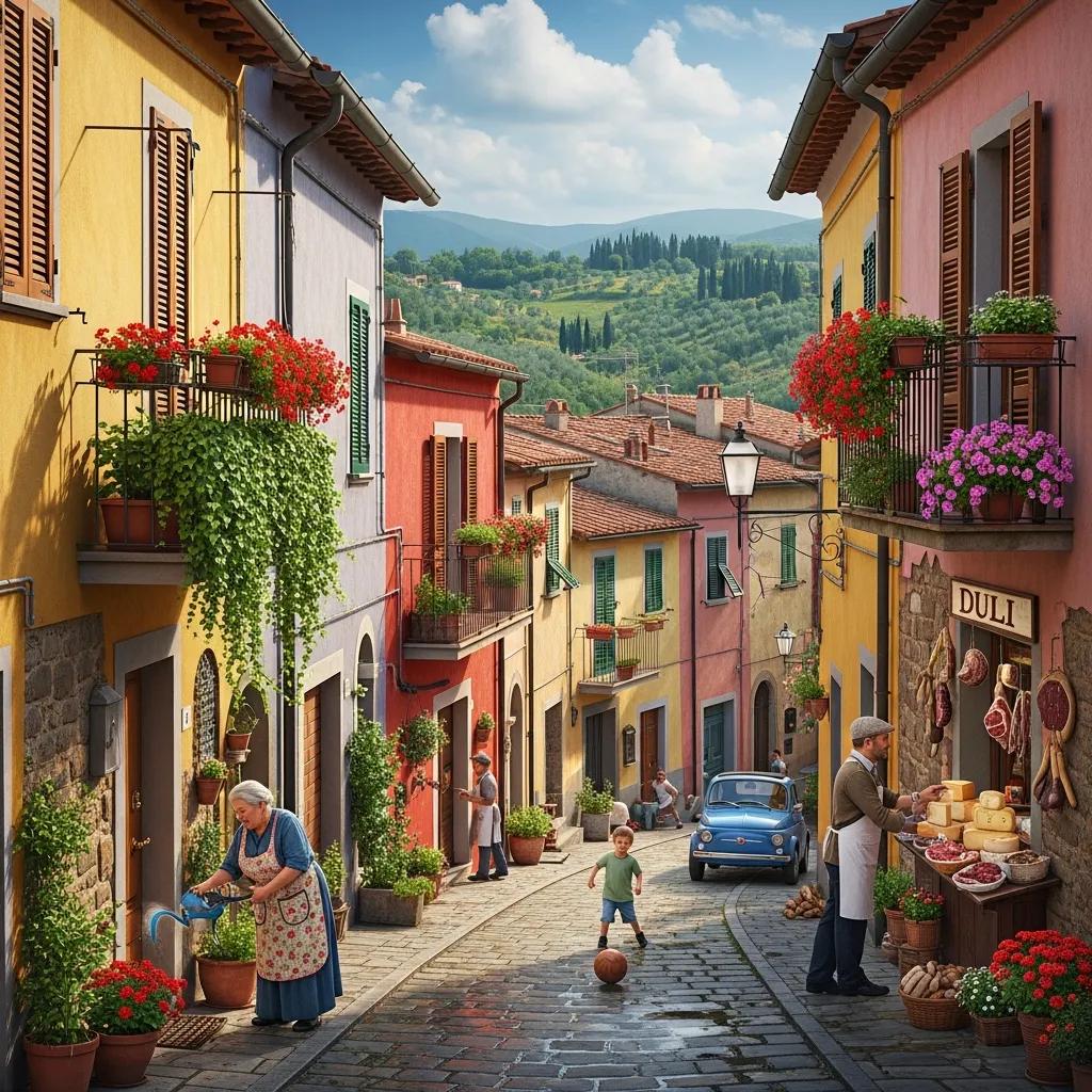 Charming lesser-known Italian village with cobblestone streets and colorful houses