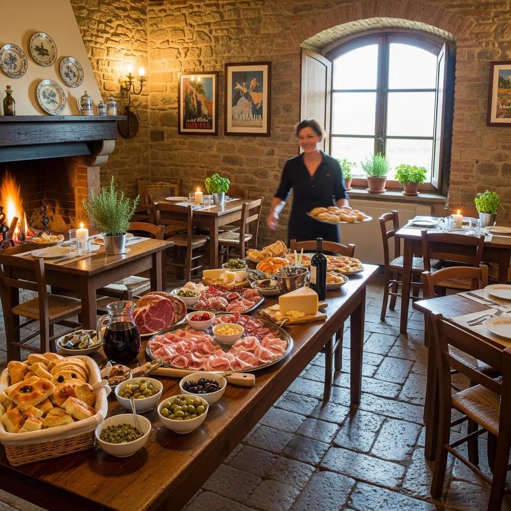 Cozy interior of an agriturismo in Italy, highlighting authentic accommodations and local cuisine