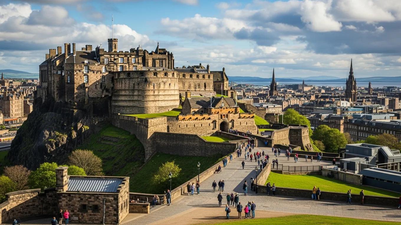Edinburgh Castle with panoramic city views, highlighting its historical significance