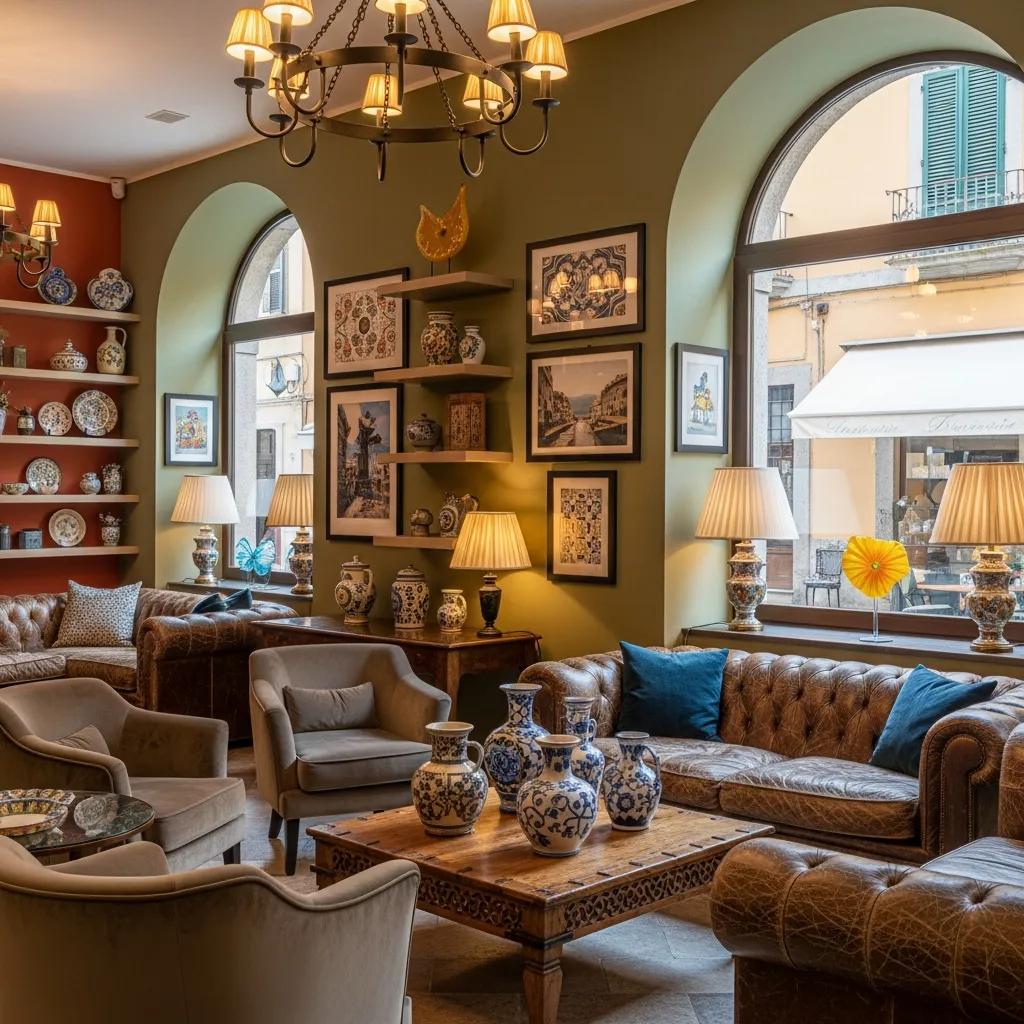 Elegant interior of a boutique hotel in Italy with unique decor
