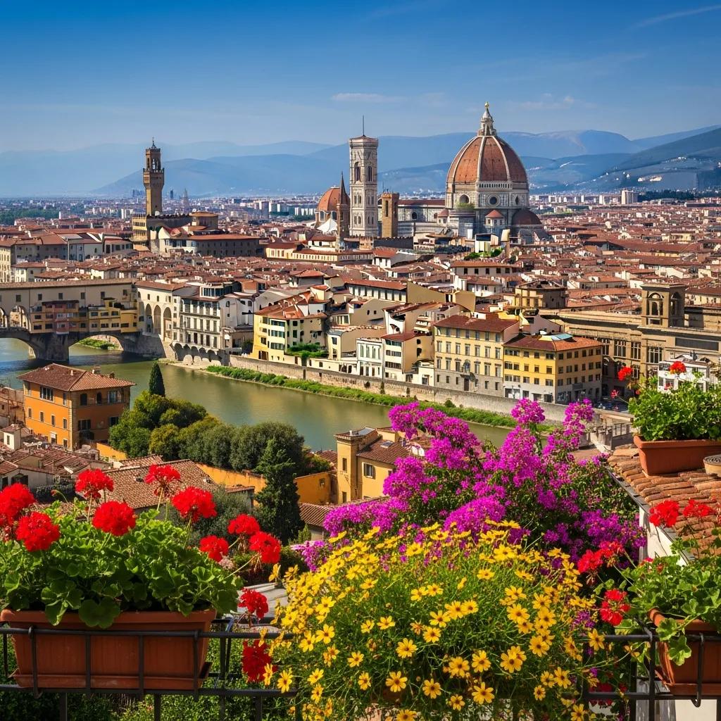Florence cityscape featuring the Cathedral and Ponte Vecchio, highlighting the beauty of Tuscany