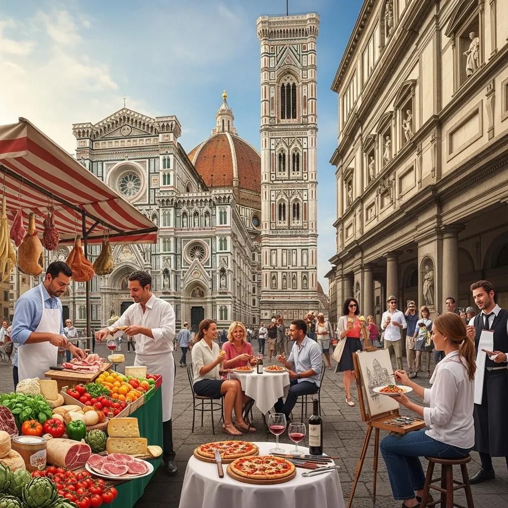 Florence cityscape highlighting art and culture with iconic landmarks