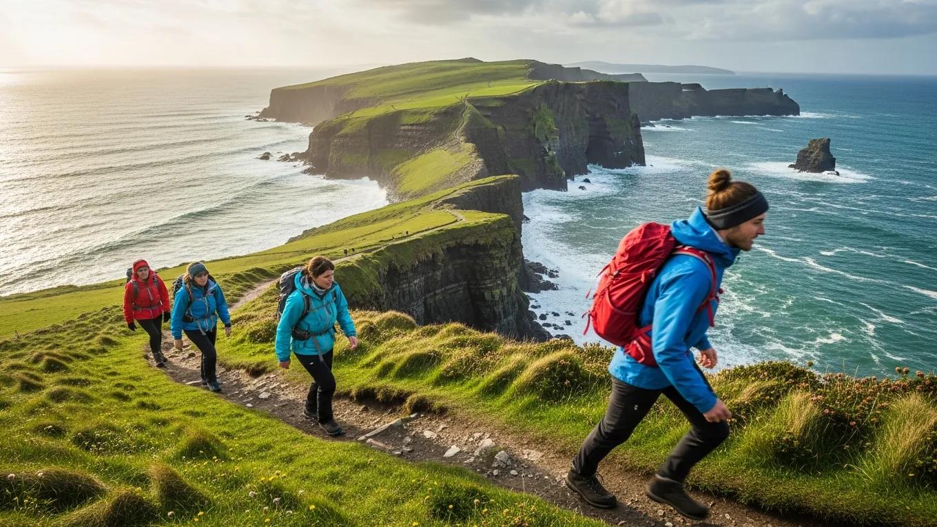 Hikers exploring the Wild Atlantic Way, showcasing Ireland's outdoor adventure opportunities