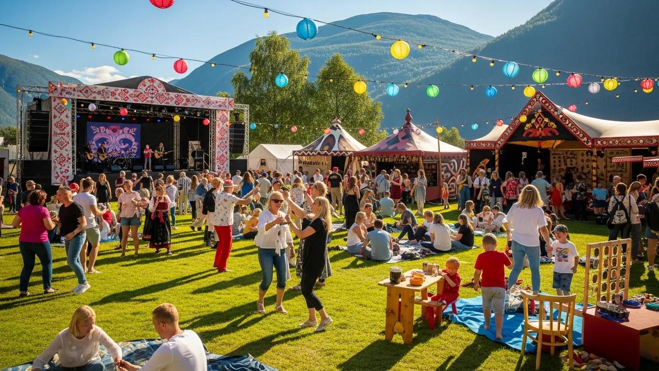 Summer festival in Norway showcasing cultural activities and vibrant atmosphere